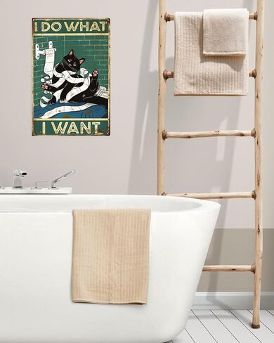 Vintage Black Cat Signs, So Fresh And So Clean Clean Bathroom Cat Sign, Funny Cats Sign Wall Decor for Bathroom Retro Cat Metal Tin Sign, Cat Metal Poster Gift For Cat Lovers 8x12″ in Saudi Arabia