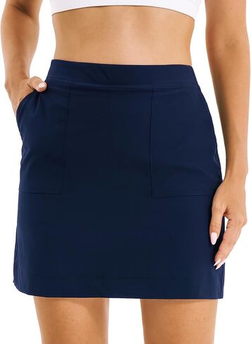 Stelle Women's Golf Skort 18" Athletic Casual Skirts with Cargo Pockets Stretch Elastic Waist for Outdoor Hiking in Saudi Arabia