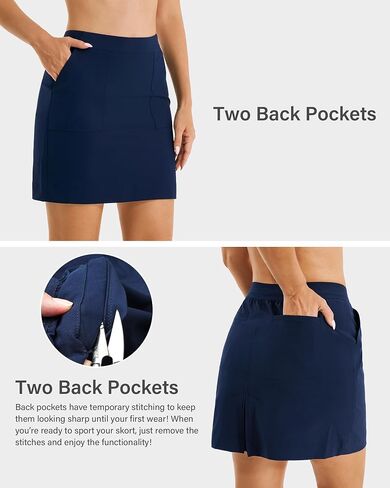 Stelle Women's Golf Skort 18" Athletic Casual Skirts with Cargo Pockets Stretch Elastic Waist for Outdoor Hiking in Saudi Arabia