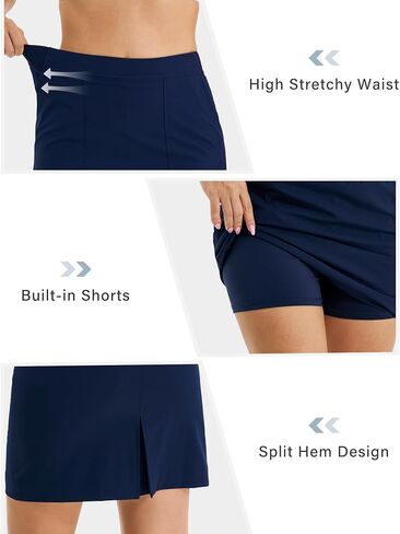 Stelle Women's Golf Skort 18" Athletic Casual Skirts with Cargo Pockets Stretch Elastic Waist for Outdoor Hiking in Saudi Arabia