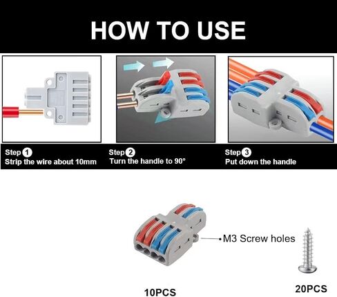 Lever Wire Nut Connectors, Circuit Inline Splices,Quick Wiring Cable Connector Push-in Conductor Terminal Block (3 in 6 Out) in Saudi Arabia