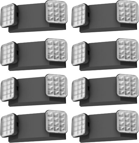 SPECTSUN 1 Pack Black Led Exit Sign with Emergency Lights &Battery Backup -Adjustable Hardwired 2 LED Head-UL Certified-120-277VAC/Commercial Emergency Lights Fixtures for Home/Business. in Kuwait