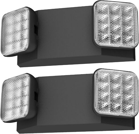 SPECTSUN 1 Pack Black Led Exit Sign with Emergency Lights &Battery Backup -Adjustable Hardwired 2 LED Head-UL Certified-120-277VAC/Commercial Emergency Lights Fixtures for Home/Business. in Kuwait