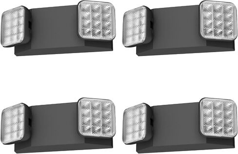 SPECTSUN 1 Pack Black Led Exit Sign with Emergency Lights &Battery Backup -Adjustable Hardwired 2 LED Head-UL Certified-120-277VAC/Commercial Emergency Lights Fixtures for Home/Business. in Kuwait
