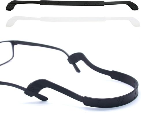 SAIGO Glasses Strap Anti-Slip Silicone Eyeglass Strap Eyewear Retainers Sports Elastic Soft Sunglass Cord Holder for Men Women 2PCS, Black, 25cm in Saudi Arabia