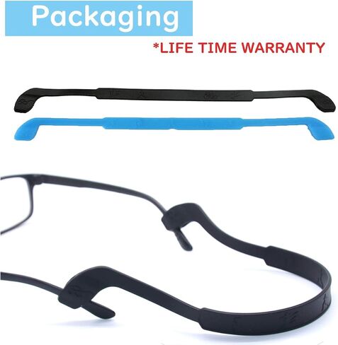 SAIGO Glasses Strap Anti-Slip Silicone Eyeglass Strap Eyewear Retainers Sports Elastic Soft Sunglass Cord Holder for Men Women 2PCS, Black, 25cm in Saudi Arabia