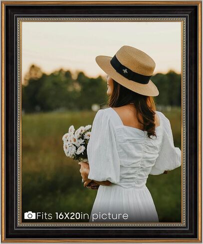 MBC MAT BOARD CENTER, 8x12 Ornate Picture Frame Without Mat to Display 8x12 Photo/Print, Tempered Glass Wall Mounting (Ornate Gold/Black) in Saudi Arabia