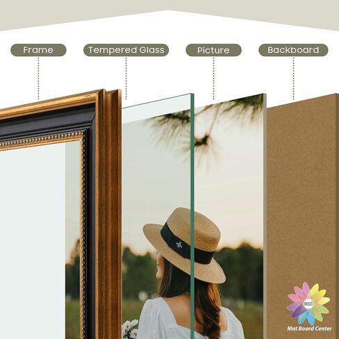 MBC MAT BOARD CENTER, 8x12 Ornate Picture Frame Without Mat to Display 8x12 Photo/Print, Tempered Glass Wall Mounting (Ornate Gold/Black) in Saudi Arabia