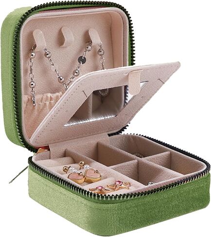 Travel Jewelry Box, Small Jewelry Case Organizer Portable Jewelry Box for Girls, Women with Mirror to Store Ring, Pendant, Earring, Necklace and Bracelet (Black) in Saudi Arabia
