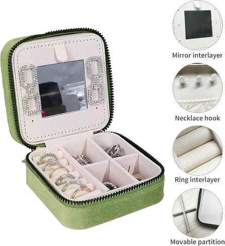 Travel Jewelry Box, Small Jewelry Case Organizer Portable Jewelry Box for Girls, Women with Mirror to Store Ring, Pendant, Earring, Necklace and Bracelet (Black) in Saudi Arabia