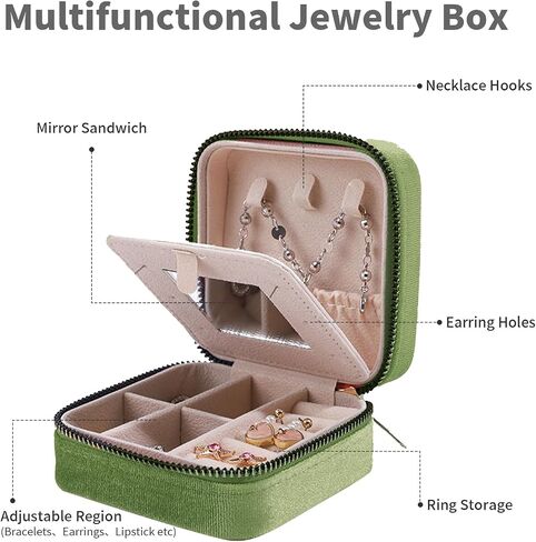 Travel Jewelry Box, Small Jewelry Case Organizer Portable Jewelry Box for Girls, Women with Mirror to Store Ring, Pendant, Earring, Necklace and Bracelet (Black) in Saudi Arabia