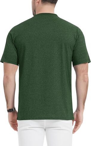 قمصان EKLENTSON Henley للرجال بأكمام قصيرة قميص صيفي غير رسمي من القطن بأزرار أمامية in Kuwait