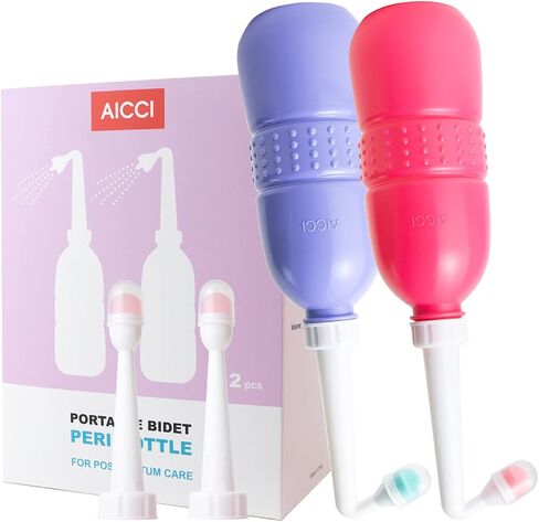 Peri Bottle for Postpartum Care, Portable Travel Bidet for Women, 17oz Large Capacity Perineal Bottle for Feminine Hygiene with Travel Bag and Angled Nozzle (Purple) in Saudi Arabia