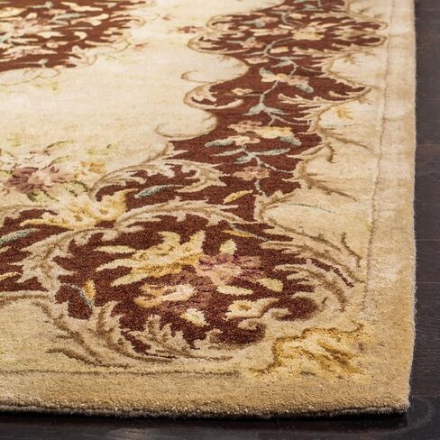 SAFAVIEH Bergama Collection 2' x 3' Ivory / Light Blue BRG166A Handmade French Country Premium Wool Accent Rug in Saudi Arabia