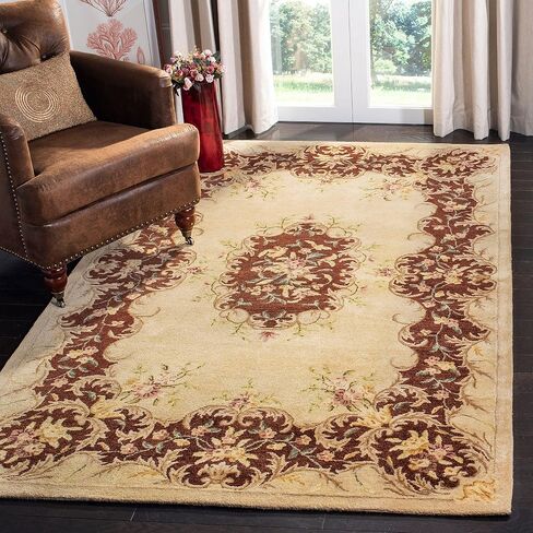 SAFAVIEH Bergama Collection 2' x 3' Ivory / Light Blue BRG166A Handmade French Country Premium Wool Accent Rug in Saudi Arabia