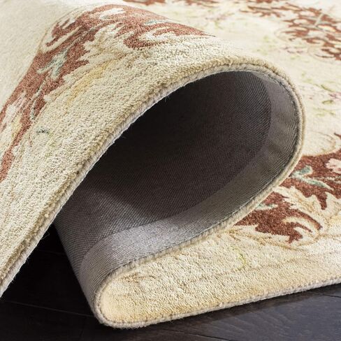 SAFAVIEH Bergama Collection 2' x 3' Ivory / Light Blue BRG166A Handmade French Country Premium Wool Accent Rug in Saudi Arabia