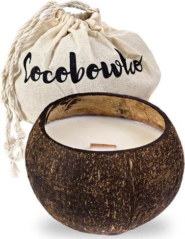 Scented Soy Coconut Shell Candles - Wood Wick Scented Candles Made with Real Coconut Shells (Coconut) in Kuwait