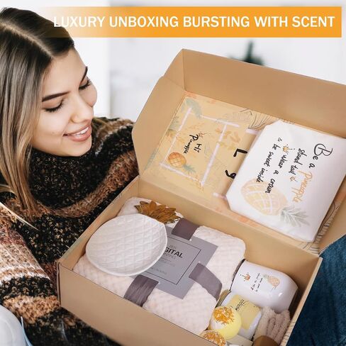 Pineapple Birthday Gifts for Women, Inspirational Pineapple Gifts for Pineapple Lovers, Get Well Soon Gifts Basket Care Package Unique Spa Gift Box with Blanket for You Her in Saudi Arabia