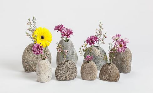 Handcrafted Stone Vase - Small Natural Stone Vase for Flowers - Elegant Home Decor and Gift Vase - Unique and Decorative Granite Stone Vase in Saudi Arabia