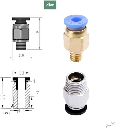 PC4-M10 تركيب هوائي مستقيم دفع للتوصيل + موصل PC4-M6 سريع التركيب لطابعة Bowden Extruder ثلاثية الأبعاد E3D-V6 طويلة المسافة (عبوة من 20 قطعة) in Kuwait