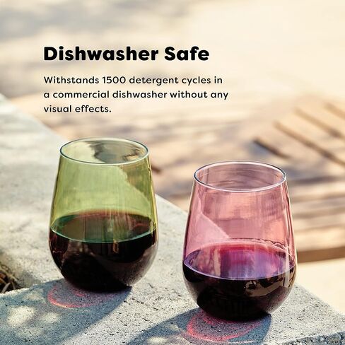TOSSWARE Reserve 16oz Stemless Wine, Set of 24, Premium Quality, Tritan Dishwasher Safe & Heat Resistant Unbreakable Plastic Drinking Glasses in Saudi Arabia