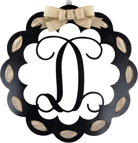 Letter S - Monogrammed Door Hanger | Mom Gift | Black and Burlap Everyday Year Letter Door Hanger in Kuwait