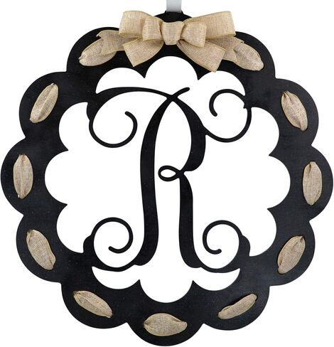 Letter S - Monogrammed Door Hanger | Mom Gift | Black and Burlap Everyday Year Letter Door Hanger in Kuwait
