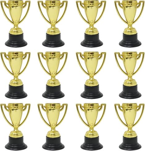 Honbay 12PCS Plastic Gold Mini Trophies Sports Award Trophy Cups for Home School Competition or Sports Party Favor Prop in Saudi Arabia