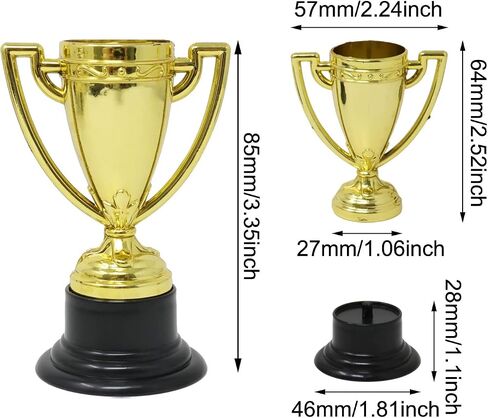 Honbay 12PCS Plastic Gold Mini Trophies Sports Award Trophy Cups for Home School Competition or Sports Party Favor Prop in Saudi Arabia