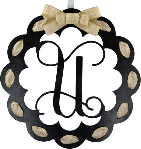 Letter S - Monogrammed Door Hanger | Mom Gift | Black and Burlap Everyday Year Letter Door Hanger in Kuwait