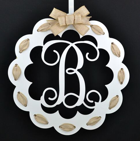 Letter S - Monogrammed Door Hanger | Mom Gift | Black and Burlap Everyday Year Letter Door Hanger in Kuwait