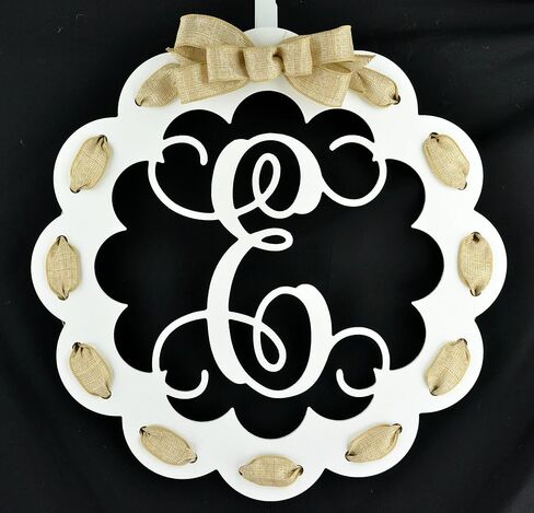 Letter S - Monogrammed Door Hanger | Mom Gift | Black and Burlap Everyday Year Letter Door Hanger in Kuwait