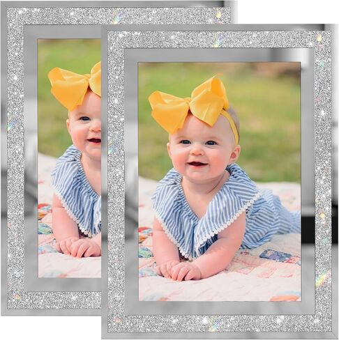 4x6 Picture Frames Set of 2, Glitter Glass Photo Frame for Tabletop Display, Gifts Picture Frame, Horizontally or Vertically in Saudi Arabia