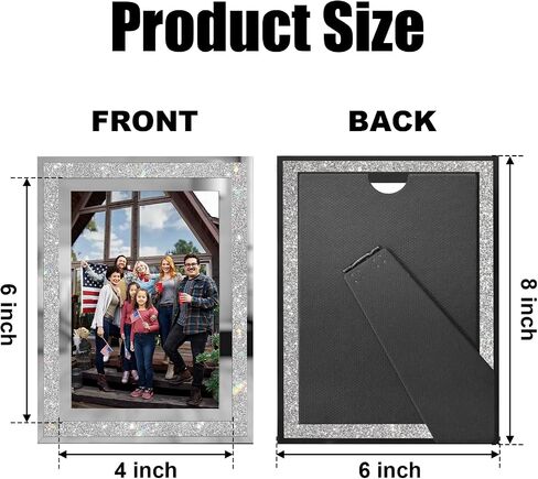 4x6 Picture Frames Set of 2, Glitter Glass Photo Frame for Tabletop Display, Gifts Picture Frame, Horizontally or Vertically in Saudi Arabia