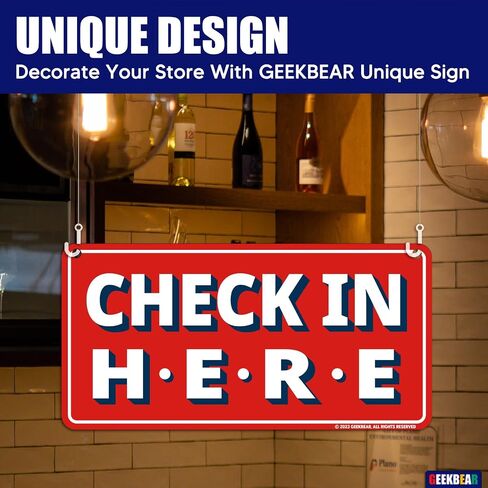 علامة GEEKBEAR Check In Here/Check Out Here (أسود، عبوتان) - معلقة من السقف - 12 × 6 بوصة in Kuwait
