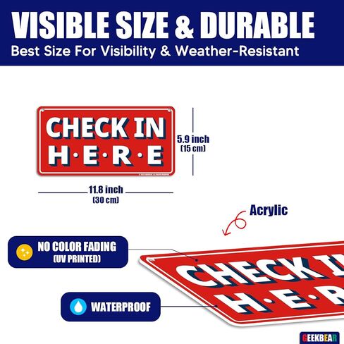 علامة GEEKBEAR Check In Here/Check Out Here (أسود، عبوتان) - معلقة من السقف - 12 × 6 بوصة in Kuwait