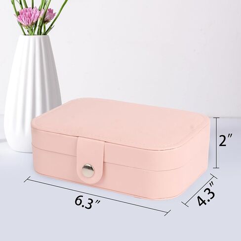 Travel Jewelry Box,PU Leather Small Jewelry Travel Case for Women Girls Double Layer Portable Jewelry Organizer Mini Travel Case Boxes Black in Saudi Arabia