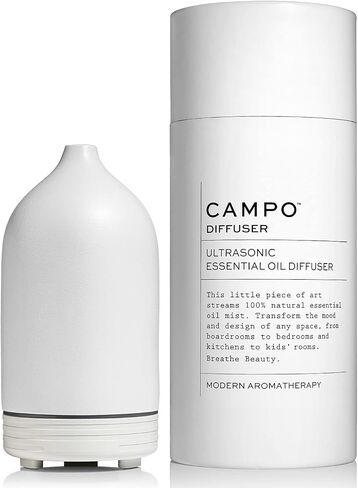 Campo - Ultrasonic Ceramic Essential Oil Diffuser | Natural, Non-Toxic Wellness (White) in Saudi Arabia
