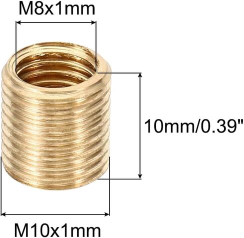 PATIKIL M14xM12x10mm Brass Thread Adapter Reducer Thread Reducing Nuts Insert, 8 Pcs Male to Female Fine Thread Hollow Tube Adapter Connector Pipe Fitting in Saudi Arabia