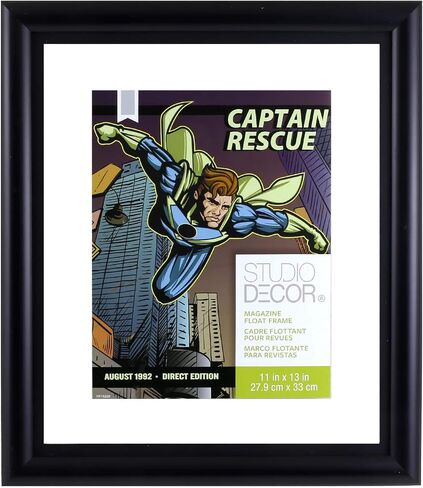 Comic Book & Magazine Float Frame (11" x 13") - Double-Glass Panes w/Black Frame in Saudi Arabia