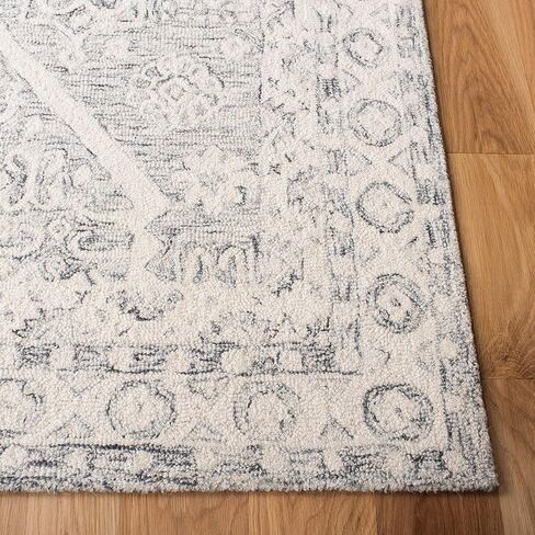 سجادة SAFAVIEH Micro-Loop Collection Runner - 2'3" x 7'، فحمي وعاجي، صوف مصنوع يدويًا، مثالي للمناطق ذات حركة المرور العالية في غرفة المعيشة وغرفة النوم (MLP524H) in Saudi Arabia