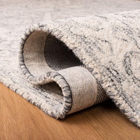سجادة SAFAVIEH Micro-Loop Collection Runner - 2'3" x 7'، فحمي وعاجي، صوف مصنوع يدويًا، مثالي للمناطق ذات حركة المرور العالية في غرفة المعيشة وغرفة النوم (MLP524H) in Saudi Arabia