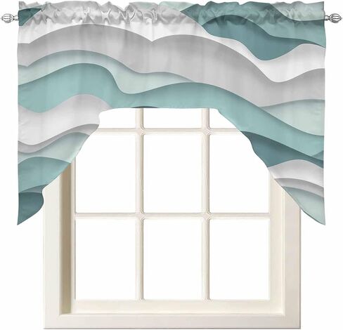 Blue Spring Floral Kitchen Curtains Swag Valance and Tier Curtains Set 24 Inch Length, Rod Pocket Drape Panels Pair Swag Curtains for Bathroom/Cafe/Window Elegant Botanical Summer Flowers Rustic in Saudi Arabia
