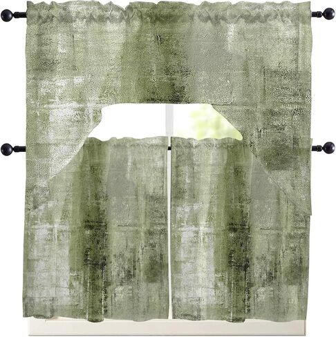 Blue Spring Floral Kitchen Curtains Swag Valance and Tier Curtains Set 24 Inch Length, Rod Pocket Drape Panels Pair Swag Curtains for Bathroom/Cafe/Window Elegant Botanical Summer Flowers Rustic in Saudi Arabia