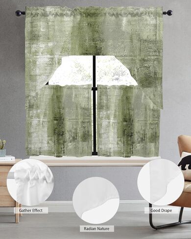 Blue Spring Floral Kitchen Curtains Swag Valance and Tier Curtains Set 24 Inch Length, Rod Pocket Drape Panels Pair Swag Curtains for Bathroom/Cafe/Window Elegant Botanical Summer Flowers Rustic in Saudi Arabia