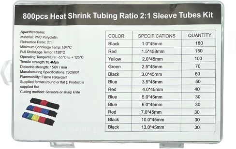 900PCS Wire Heat Shrink Tubing Kit, 2:1 Industrial Heat-Shrink Tubing for Wires, Marine Grade Heat Shrink Wrap, Premium Large Electrical Waterproof Heat Shrink Tape (Black 12 Sizes) in Saudi Arabia