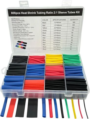 900PCS Wire Heat Shrink Tubing Kit, 2:1 Industrial Heat-Shrink Tubing for Wires, Marine Grade Heat Shrink Wrap, Premium Large Electrical Waterproof Heat Shrink Tape (Black 12 Sizes) in Saudi Arabia