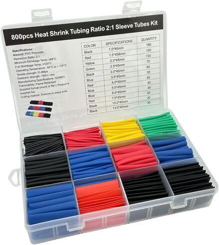 900PCS Wire Heat Shrink Tubing Kit, 2:1 Industrial Heat-Shrink Tubing for Wires, Marine Grade Heat Shrink Wrap, Premium Large Electrical Waterproof Heat Shrink Tape (Black 12 Sizes) in Saudi Arabia
