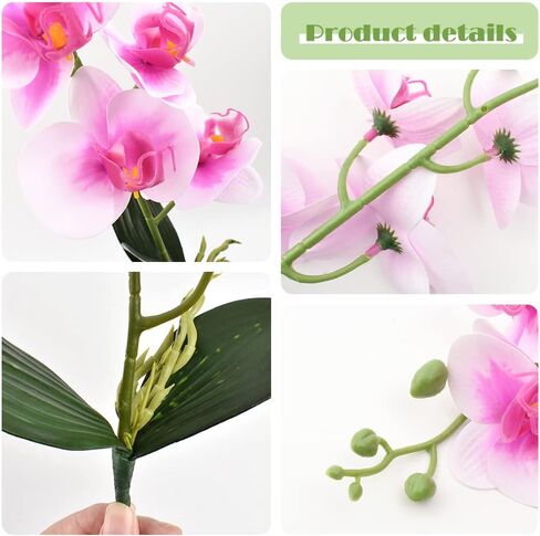 HUIANER Artificial Phalaenopsis Flowers 4 Pcs, 15" Fake Silk Orchids with Stem Leaves for Valentine's Day Home Office Wedding Party Décor (White) in Saudi Arabia