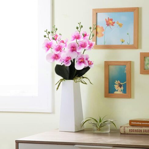 HUIANER Artificial Phalaenopsis Flowers 4 Pcs, 15" Fake Silk Orchids with Stem Leaves for Valentine's Day Home Office Wedding Party Décor (White) in Saudi Arabia
